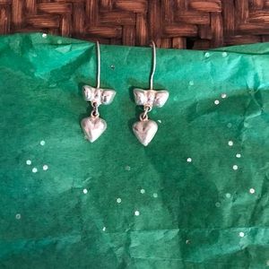 Sterling Silver Bow and Heart Earrings